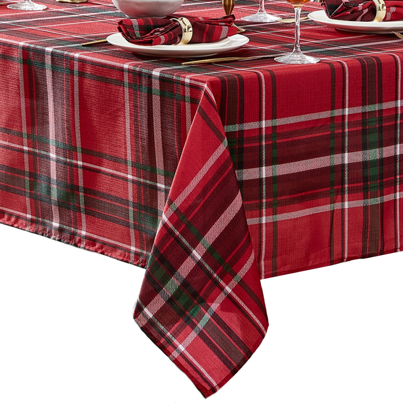 Threadmade Home Pocono Plaid Holiday Fabric Tablecloth, Holiday - 60"W x 144"L